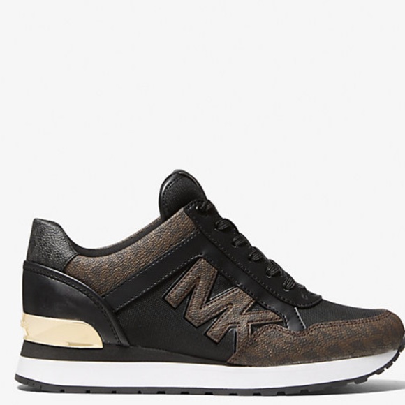 New Michael Kors Brown/Black Maddy Logo Trainer - Picture 2 of 3